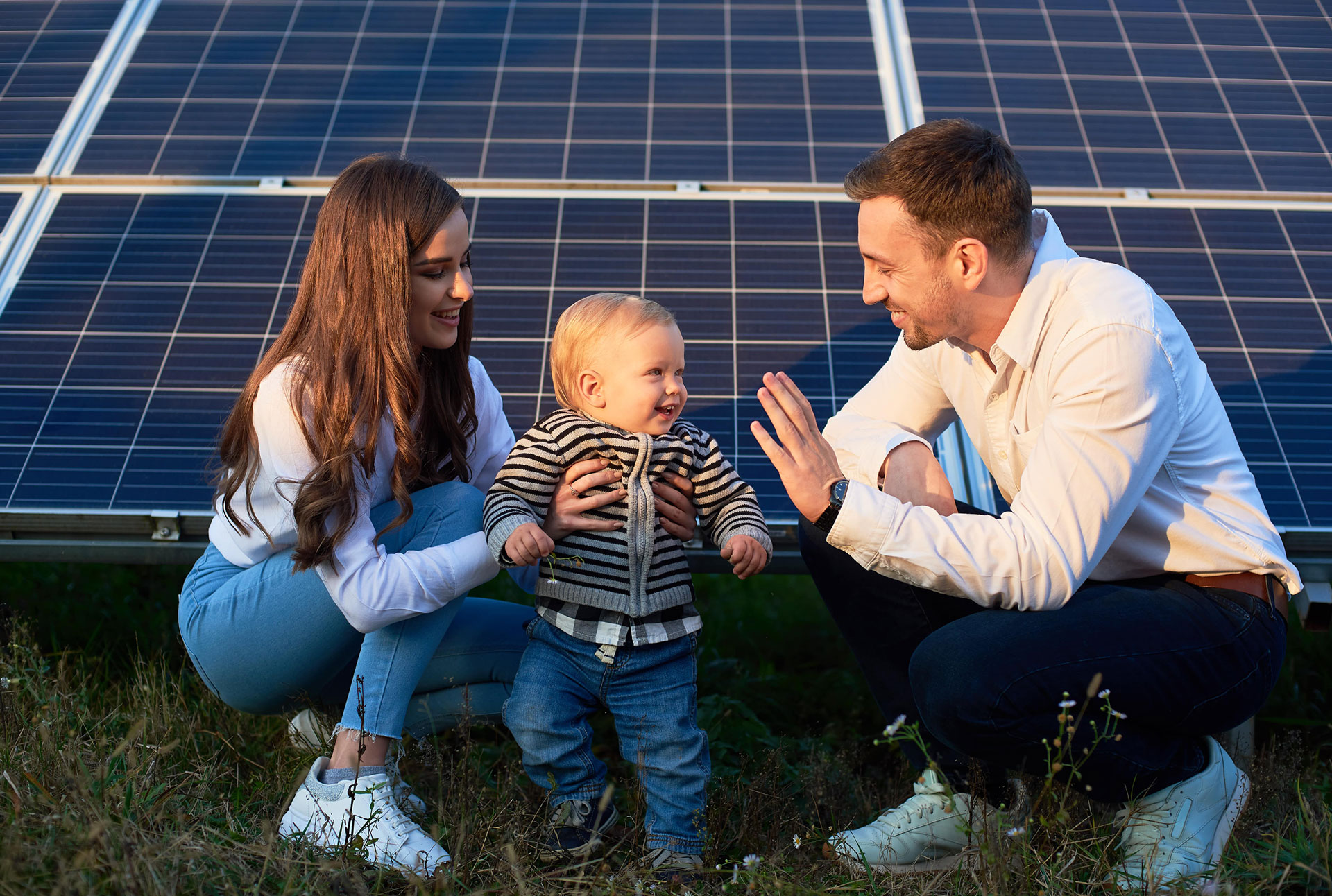 Family With Solar Panels