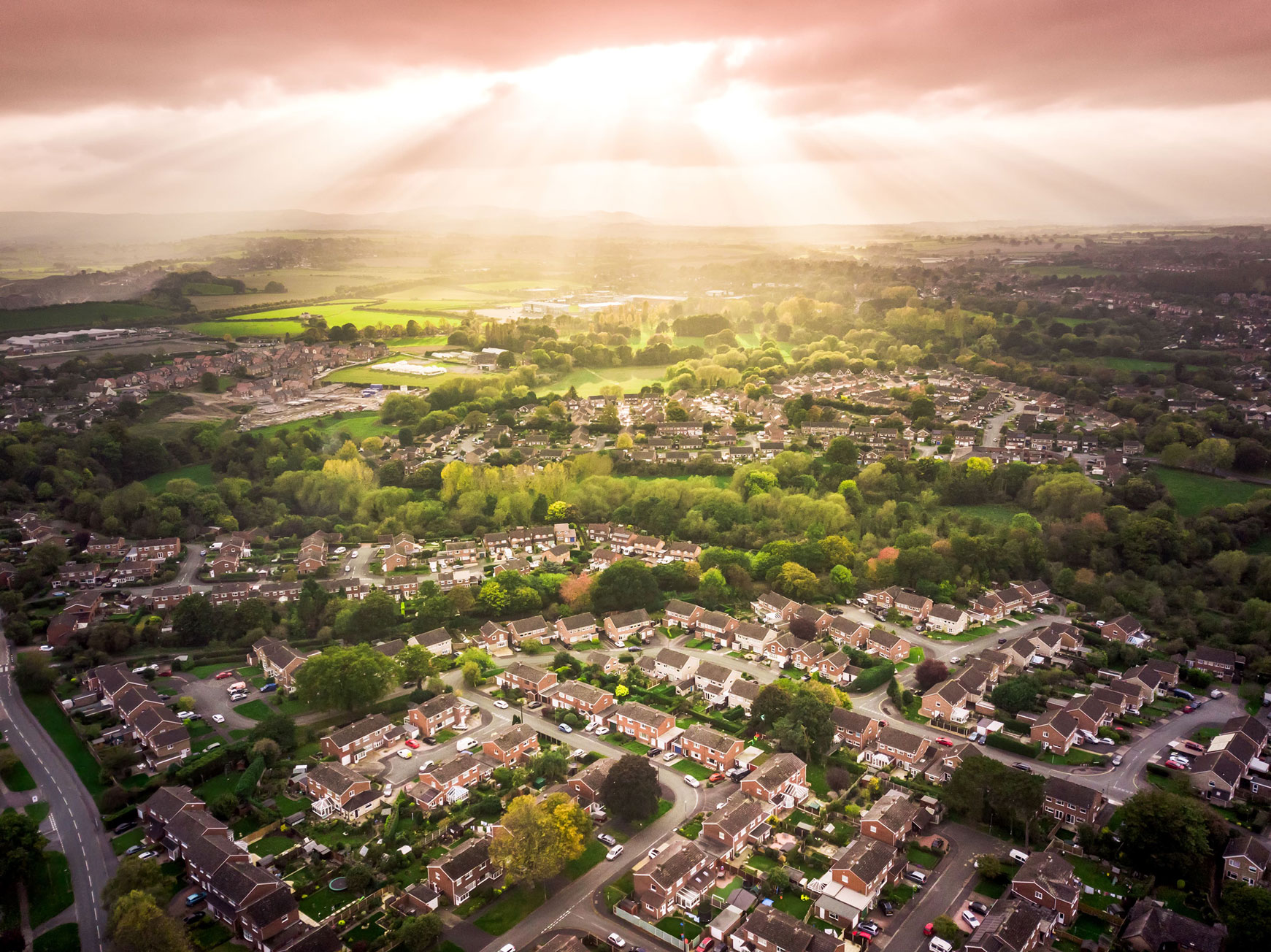 Birds eye view of houses